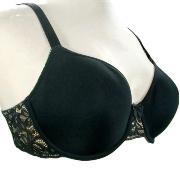 WACOAL All Dressed Up Black W/ Lace Inserts T-Shirt Bra STYLE‎ 853166 Sz 38D - Picture 13 of 17